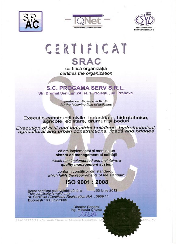 Certificat SRAC ISO